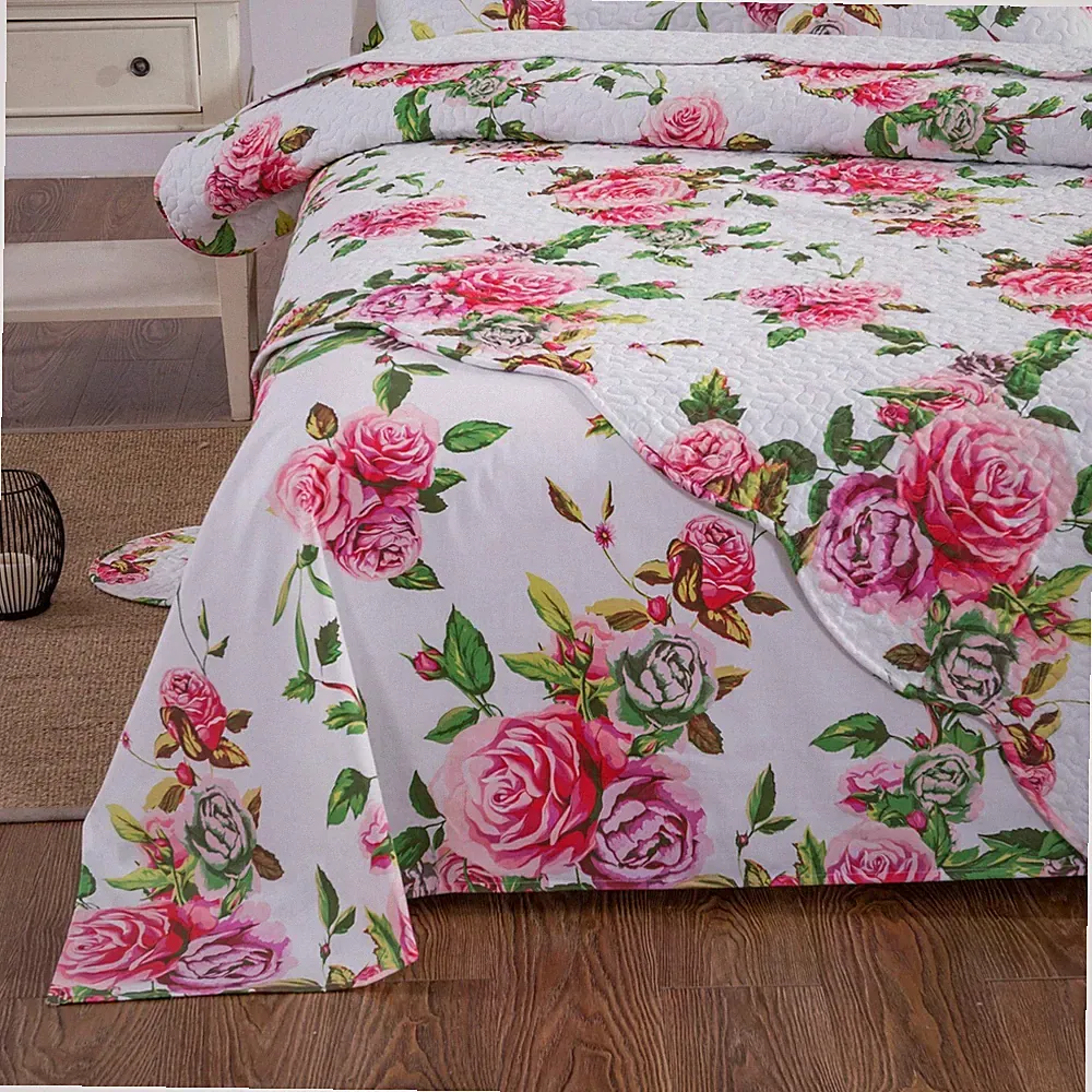 DaDa Bedding Romantic Roses Garden Spring Pink Floral Flat Top Sheet Cover Only