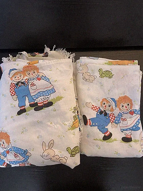 Raggedy Ann Andy Bob Merrill Pacific Twin / Full Bedspread Blanket Flat Sheet