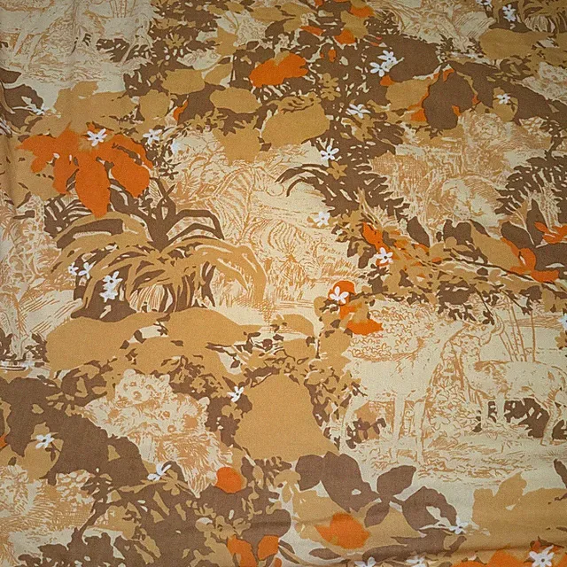 Vintage 70s West Point Pepperell twin bedspread sheet yellow animal print